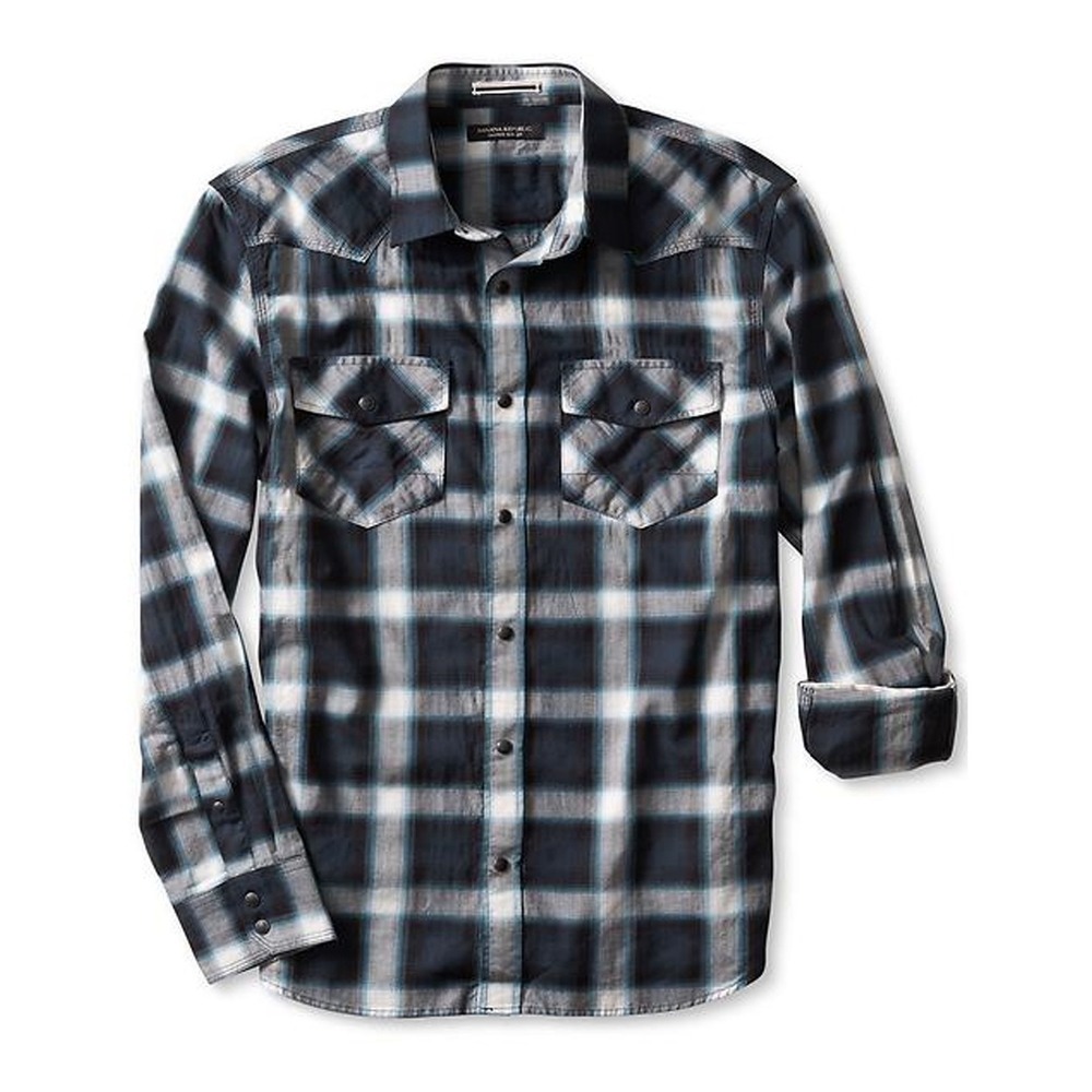 Banana Republic Slim Fit‎ Plaid Button Down Shirt Y2K Grunge Aesthetic XL